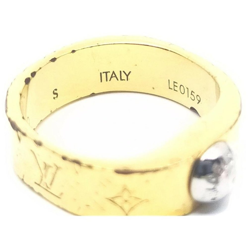 Louis Vuitton Gold Tone Monogram LV Nanogram Ring - Picture 7 of 12